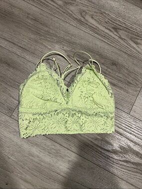 PINK Victoria's Secret Light Green Lace Smocked Bralette